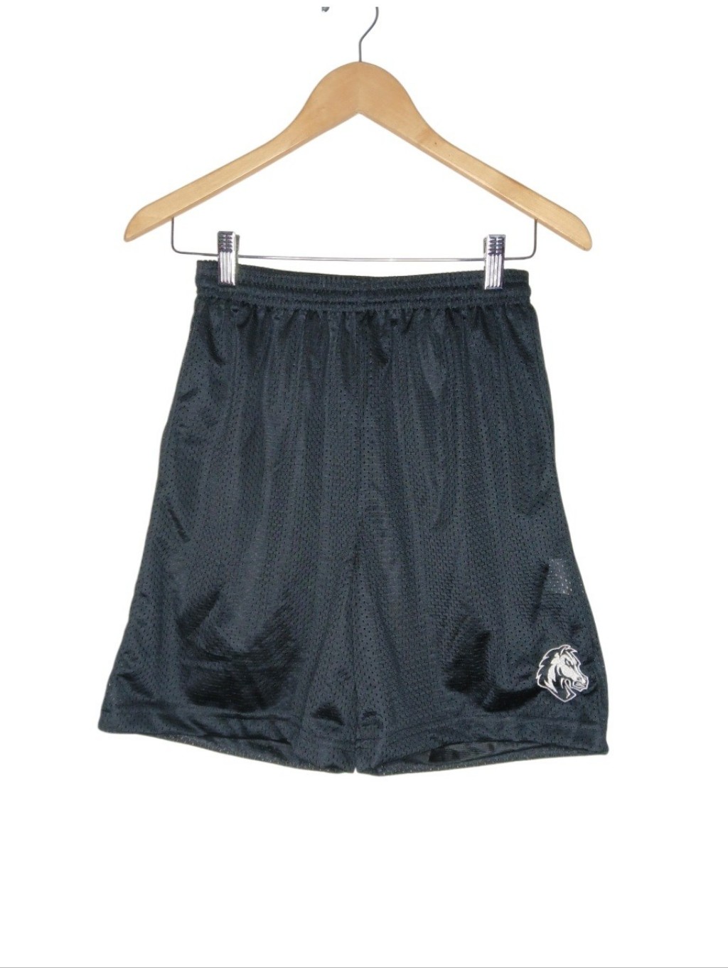 SportTek Black Athletic Mesh Shorts With Embroidered Horse
